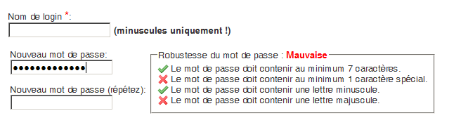 Robustesse du mot de passe Robustesse du mot de passe